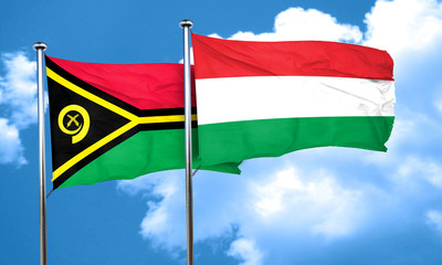 Vanatu flag with Hungary flag, 3D rendering