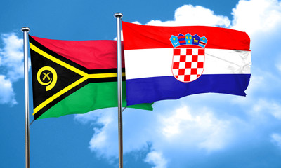 Vanatu flag with Croatia flag, 3D rendering
