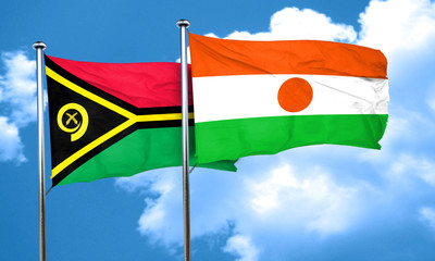 Vanatu flag with Niger flag, 3D rendering