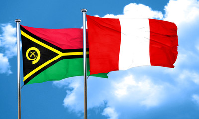 Vanatu flag with Peru flag, 3D rendering