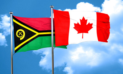 Vanatu flag with Canada flag, 3D rendering