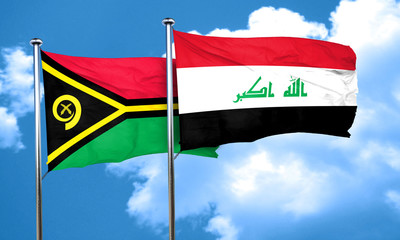 Vanatu flag with Iraq flag, 3D rendering
