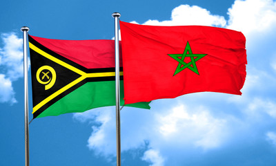 Vanatu flag with Morocco flag, 3D rendering