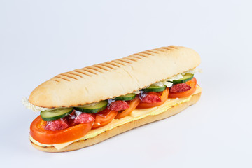 Papini with sausage on a white background.