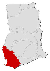 Obraz premium Map - Ghana, Western