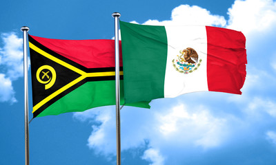 Vanatu flag with Mexico flag, 3D rendering