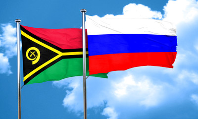 Vanatu flag with Russia flag, 3D rendering