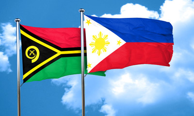 Vanatu flag with Philippines flag, 3D rendering