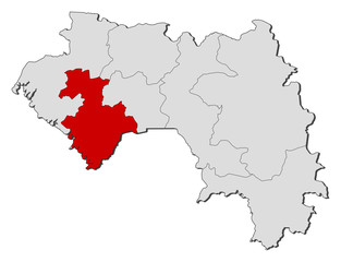 Obraz premium Map - Guinea, Kindia