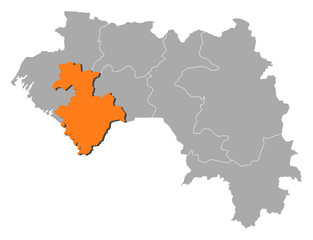 Fototapeta na wymiar Map - Guinea, Kindia
