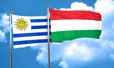 Fototapeta na wymiar Uruguay flag with Hungary flag, 3D rendering