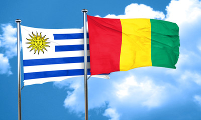 Uruguay flag with Guinea flag, 3D rendering
