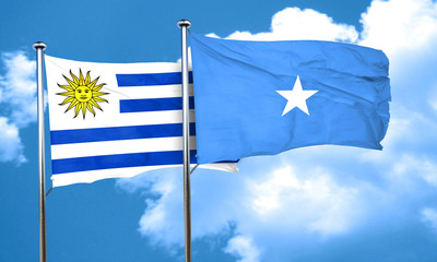 Uruguay flag with Somalia flag, 3D rendering