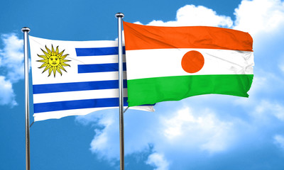 Uruguay flag with Niger flag, 3D rendering