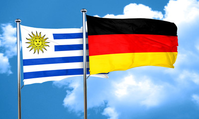 Uruguay flag with Germany flag, 3D rendering