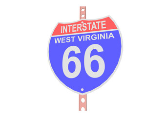 Interstate highway 66 road sign in West Virginia