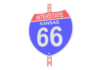 Interstate highway 66 road sign in Kansas