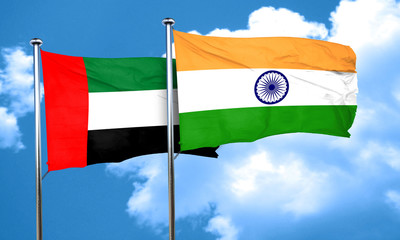 uae flag with India flag, 3D rendering