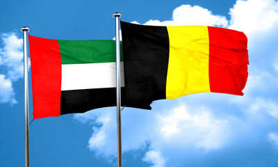 uae flag with Belgium flag, 3D rendering