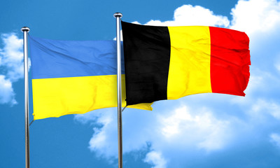 Ukraine flag with Belgium flag, 3D rendering