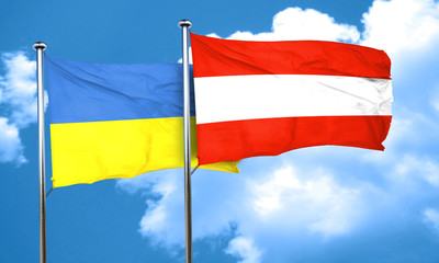 Ukraine flag with Austria flag, 3D rendering