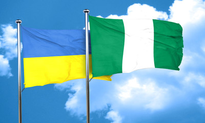 Ukraine flag with Nigeria flag, 3D rendering