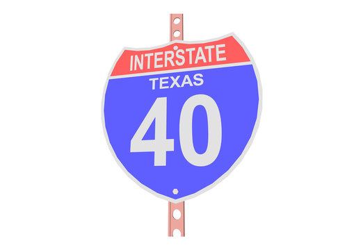 Interstate highway 40 road sign in Texas