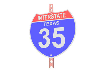 Interstate highway 35 road sign in Texas