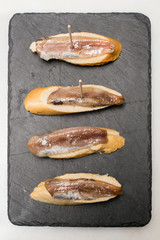 Anchovies tapas. Tapa is a tipical spanish snack.