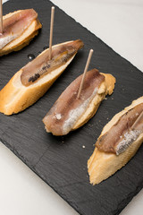 Anchovies tapas. Tapa is a tipical spanish snack.