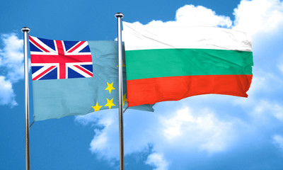 Tuvalu flag with Bulgaria flag, 3D rendering