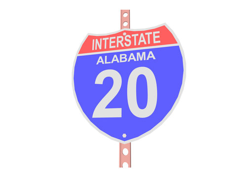 Interstate highway 20 road sign in Alabama