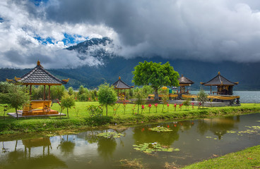 Pura Ulun Danu Bratan, Hindu temple on Bratan lake, Bali, Indonesia