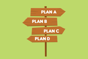 backup plan illustration with road sign plan a b c d as a option vector graphic illustration