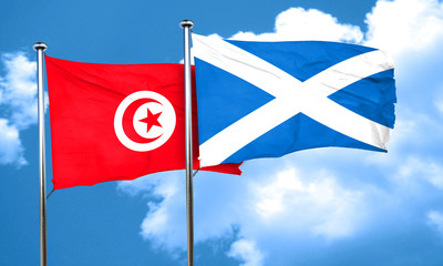 Tunesia flag with Scotland flag, 3D rendering