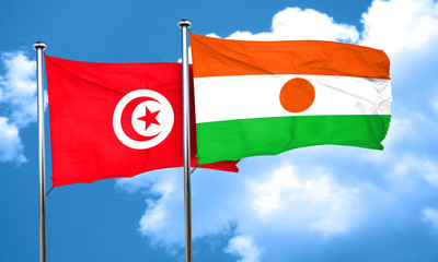 Tunesia flag with Niger flag, 3D rendering