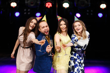 party, holidays, celebration, nightlife and people concept - smi