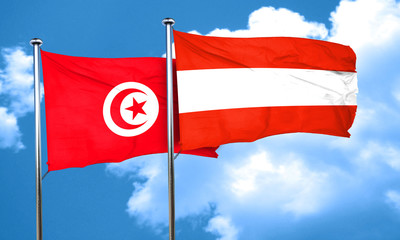 Tunesia flag with Austria flag, 3D rendering