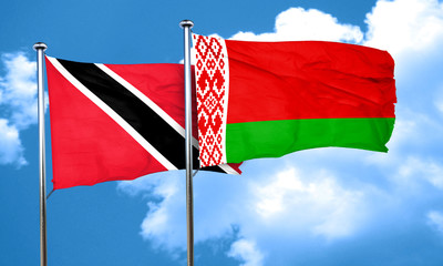 Trinidad and tobago flag with Belarus flag, 3D rendering