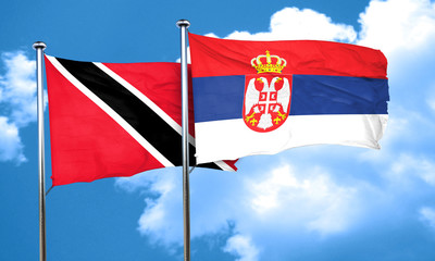 Trinidad and tobago flag with Serbia flag, 3D rendering