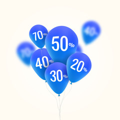 Baloons Discount. SALE concept for shop market store advertisement commerce. Market discount, blue baloon, sale balloons. Vector business concept.
