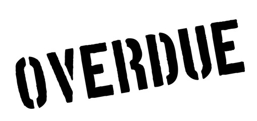 Overdue black rubber stamp on white