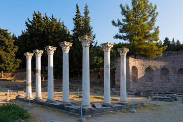 Fototapeta premium Remains of the Temple of Apollo in the archaeological site of Asclepieion in Kos island, Greece
