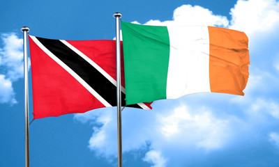 Trinidad and tobago flag with Ireland flag, 3D rendering