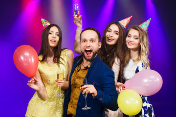 party, holidays, celebration, nightlife and people concept - smi