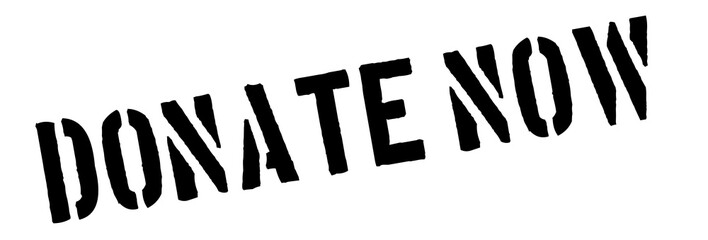 Donate now black rubber stamp on white