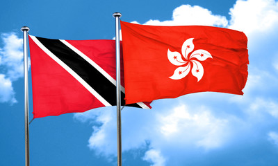 Trinidad and tobago flag with Hong Kong flag, 3D rendering