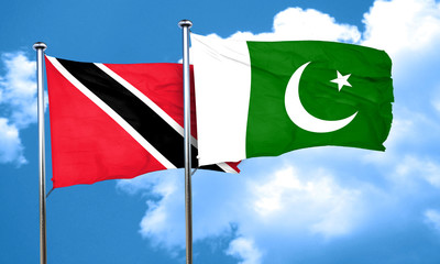 Trinidad and tobago flag with Pakistan flag, 3D rendering