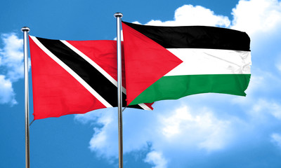 Trinidad and tobago flag with Palestine flag, 3D rendering