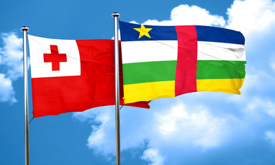 Tonga flag with Central African Republic flag, 3D rendering